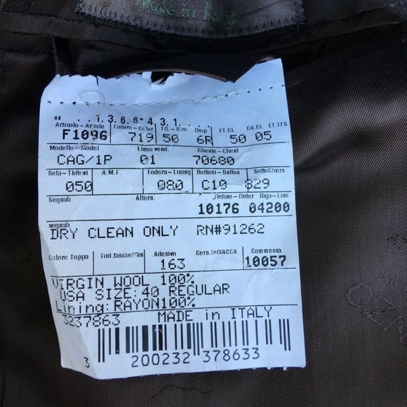 Brown Checkered Enzo Suit Virgin Wool 40R 30x30 Pant, Dress Shirt, Pocket Square - Picture 12 of 12